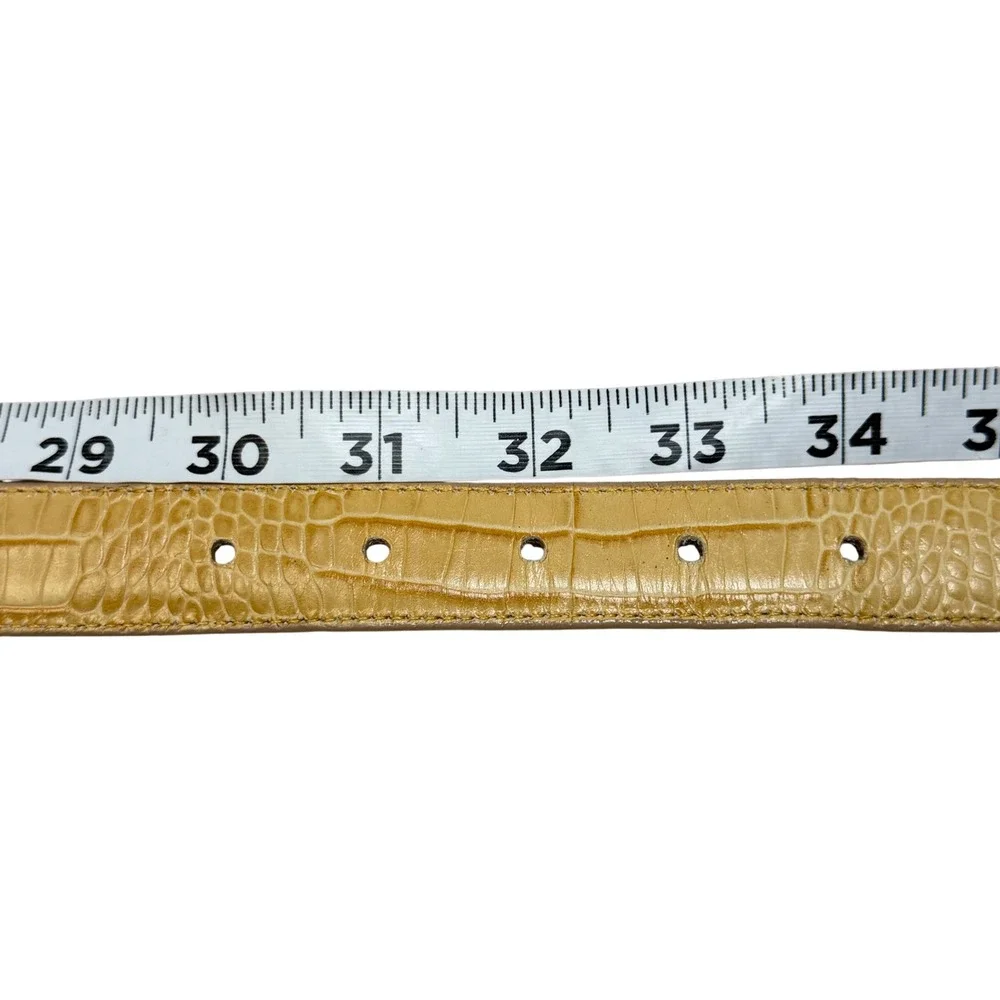 VTG Brighton‎ Reversible Belt 32 M/L White Tan Crocodile Embossed Leather Ornate